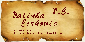 Malinka Ćirković vizit kartica